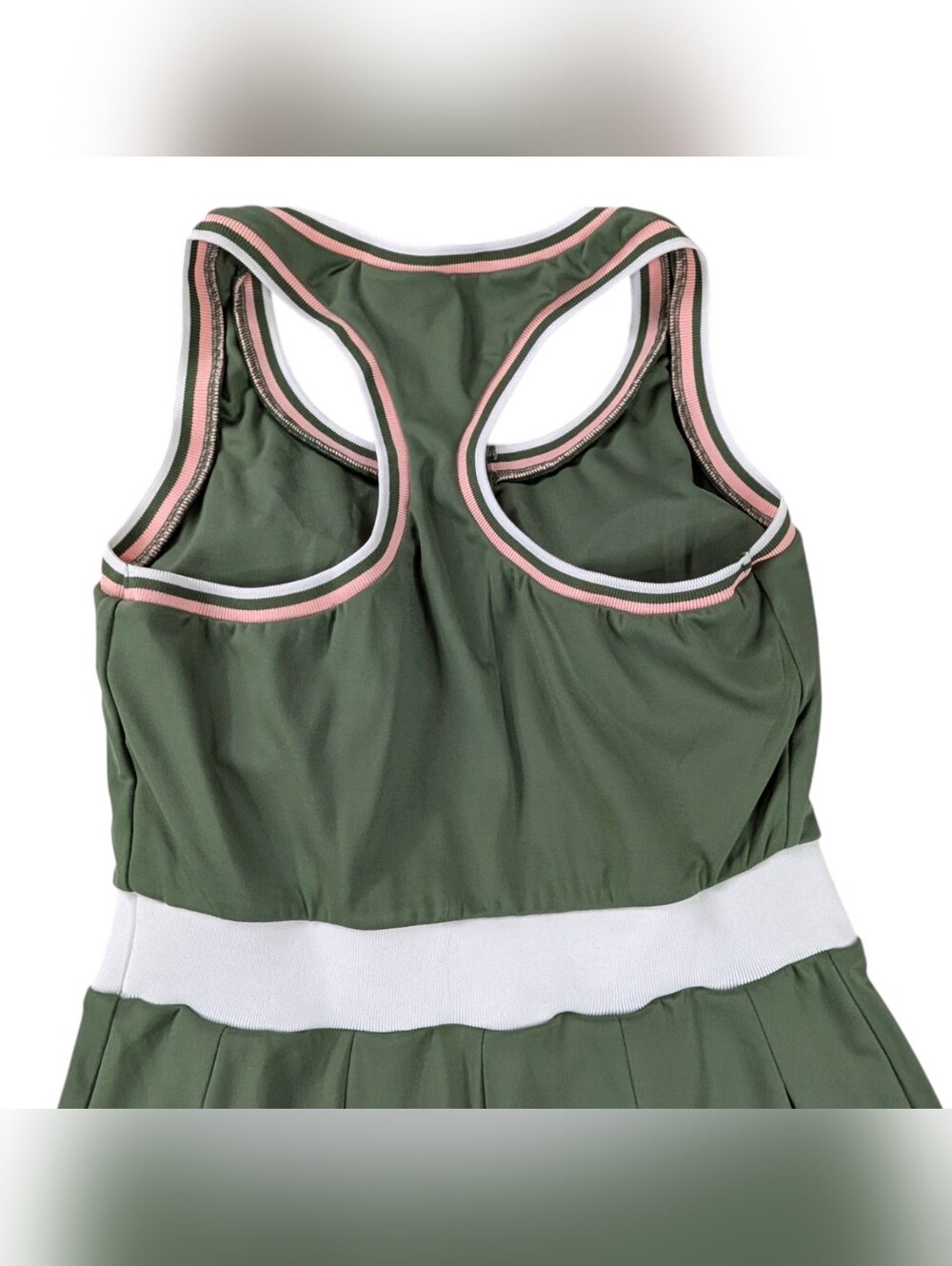 NEW Tennis Dress Medium Womens Green Pink 1/4 Zip Racerback Athletic Sleeveless - Picture 5 of 12